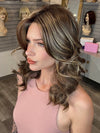 Madeline wearing ELLE by BELLETRESS in CAPPUCINO LATTE R | A Deep brunette with light brown highlights and lowlights