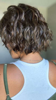 Brea @getwiggywithbrea wearing DANCE by ELLEN WILLE in color CHOCOLATE ROOTED 6.30 | Medium to Dark Brown base with Light Reddish Brown highlights and Dark Roots