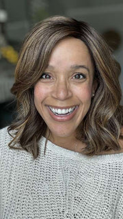 Brea @getwiggywithbrea wearing VERO by RENE OF PARIS in color MARBLE-BROWN | Medium Brown and Light Honey Brown 50/50 blend
