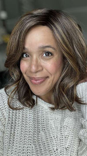 Brea @getwiggywithbrea wearing VERO by RENE OF PARIS in color MARBLE-BROWN | Medium Brown and Light Honey Brown 50/50 blend