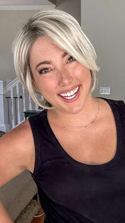 Jen Brown @being_mrs_brown wearing IDALIA by JON RENAU in color FS17/101S18 PALM SPRINGS BLONDE | Light Ash Blonde with Pure White Natural Violet Bold Highlights, Shaded with Dark Natural Ash Blonde
