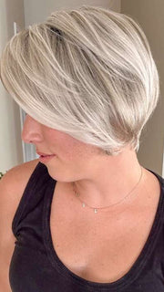 Jen Brown @being_mrs_brown wearing IDALIA by JON RENAU in color FS17/101S18 PALM SPRINGS BLONDE | Light Ash Blonde with Pure White Natural Violet Bold Highlights, Shaded with Dark Natural Ash Blonde