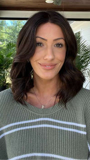 Jenna @jenna_fail wearing MARGOT (curled) by JON RENAU in color 4RN NATURAL DARK BROWN | Dark Brown Renau Natural