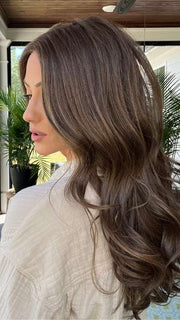 Jenna @jenna_fail wearing MODEL MODE by RAQUEL WELCH WIGS in color RL10/12 SUNLIT CHESTNUT | Light Chestnut Brown Evenly Blended with Light Brown
