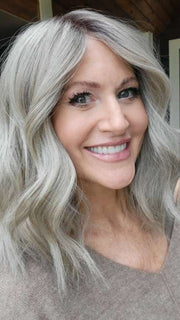 Natalie @vanish.into.thin.hair wearing BIG SPENDER by RAQUEL WELCH WIGS in color RL17/23SS ICED LATTE MACCHIATO | Honey Blonde shaded with Cool Blonde | outside lighting