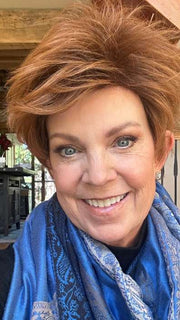 Susan @an_affair_with_hair wearing AUBREY by RENE OF PARIS in color RUBY-CHOCOLATE | Chocolate Brown with a blend of Ruby Red Undertones