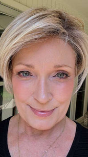 Mel B. @mels.be.ageless wearing SAN FRANCISCO by BELLETRESS in color MILKSHAKE BLONDE R | A mixture of Light Sandy Brown, Highlighted with Light Ash Blonde with a Hint of Light Platinum Blonde with a Medium Root Color
