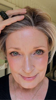 Mel B. @mels.be.ageless wearing SAN FRANCISCO by BELLETRESS in color MILKSHAKE BLONDE R | A mixture of Light Sandy Brown, Highlighted with Light Ash Blonde with a Hint of Light Platinum Blonde with a Medium Root Color

