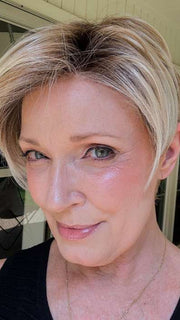 Mel B. @mels.be.ageless wearing SAN FRANCISCO by BELLETRESS in color MILKSHAKE BLONDE R | A mixture of Light Sandy Brown, Highlighted with Light Ash Blonde with a Hint of Light Platinum Blonde with a Medium Root Color
