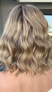 Susan Cooke @wigs_with_wisdom wearing JULIANNE LITE by JON RENAU in color 24BT18S8 SHADED MOCHA | Medium Natural Ash Blonde & Light Natural Gold Blonde Blend, Shaded with Medium Brown
