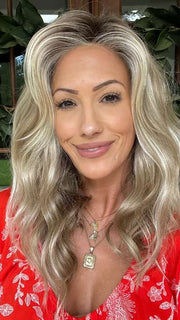Jenna Fail @jenna_fail wearing RACHEL LITE by JON RENAU in color 22F16S8 VENICE BLONDE | Light Ash Blonde and Light Natural Blonde Blend Shaded with Medium Brown