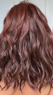 Jenna Fail @jenna_fail wearing BEACH WAVE MAGIC by TRESSALLURE in color 10/130R | Bright Red with Medium Brown roots