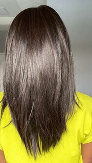 Lorena @faux.hurr.lifee wearing WELL PLAYED by RAQUEL WELCH in color RL2/4 OFF BLACK | Black Evenly Blended with Dark Brown Highlights