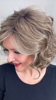 Marcie @wig.obsessed wearing EDITOR'S PICK ELITE by RAQUEL WELCH WIGS in color RL12/22SS SHADED CAPPUCCINO | Light Golden Brown Evenly Blended with Cool Platinum Blonde Highlights with Dark Roots
