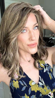 Kristyna @kristynamoore wearing WILLOW by JON RENAU in color 10RH16 CAFFE MOCHA | Light Brown with 33% Light Natural Blonde Highlights
