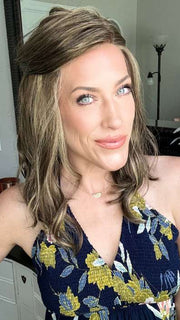 Kristyna @kristynamoore wearing WILLOW by JON RENAU in color 10RH16 CAFFE MOCHA | Light Brown with 33% Light Natural Blonde Highlights | styled