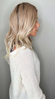 Kristyna @kristynamoore wearing LEONI by RENE OF PARIS in color MELTED MARSHMALLOW | Subtly Warm Dark Sandy Blonde Blend with Medium Brown Roots and Light Ash Blonde Tips and Highlights