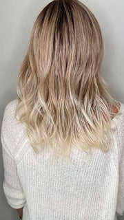 Kristyna @kristynamoore wearing LEONI by RENE OF PARIS in color MELTED MARSHMALLOW | Subtly Warm Dark Sandy Blonde Blend with Medium Brown Roots and Light Ash Blonde Tips and Highlights
