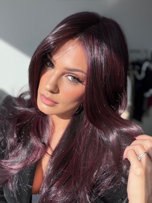 Roxie Wearing SENSATIONAL by TRESSALLURE in 1B/BURG | Black with Burgundy