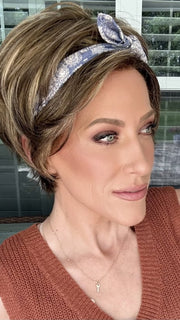 Kristyna wearing MARISKA PETITE by JON RENAU in 24BT18F BAVARIAN CREME | Dark Natural Ash Blonde & Light Gold Blonde Blend with Dark Natural Ash Blonde Nape