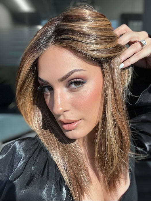 ROXIE wearing PICTURE PERFECT by TRESSALLURE in 33/32/R4 | Dark Auburn Blended with Dark Brown and Dark Roots