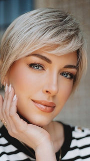 GF19-23SS BISCUIT | Light Ash Blonde Evenly Blended with Cool Platinum Blonde with Dark Roots