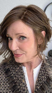 Mel B. @mels.be.ageless wearing LOS ANGELES by BELLETRESS in color COOLEST ASH BROWN | A combination of Light Ash Brown, Cool Medium Brown and a hint of Dark Blonde
