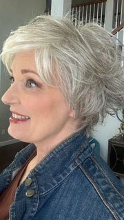 Mel B. @mels.be.ageless wearing RELAX by ELLEN WILLE in color SNOW MIX 60.56.58 | Pearl White, Lightest Blonde, and Black/Dark Brown with Grey Blend
