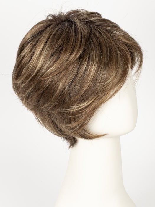 TOBACCO-ROOTED | Medium Brown base with Light Golden Blonde highlights and Light Auburn lowlights and Dark Roots