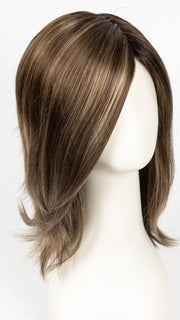 ICED-MOCHA-R | Rooted Dark Brown with Medium Brown Base Blended with Light Blonde Highlights