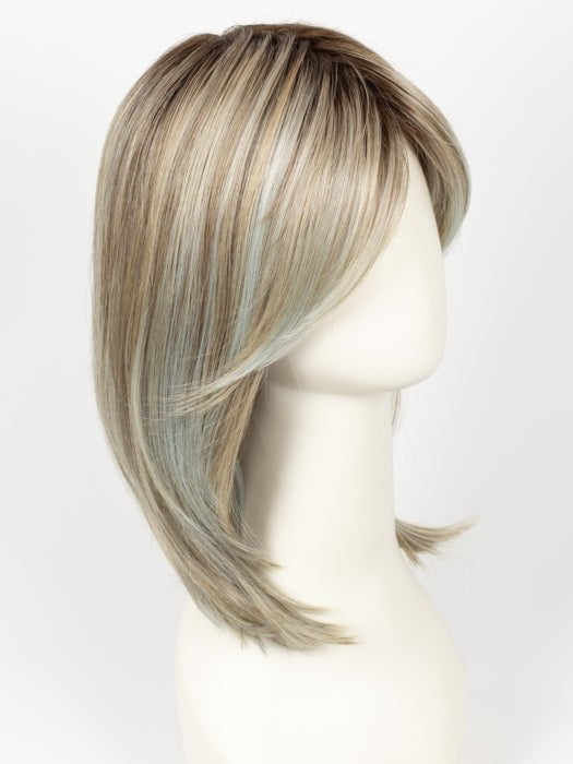 PASTEL-MINT-SHADED | Medium Ash Blonde, Medium Golden Blonde, and Pastel Mint blend with dark shaded roots