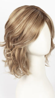 NUTMEG-R | Medium Blonde and Honey Brown Base Frosted with Platinum Blonde Highlights and Medium Golden Roots