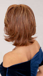 ROXIE wearing ON FIRE by RAQUEL WELCH in RL31/29 FIERY COPPER | Medium Light Auburn Evenly Blended with Ginger Blonde