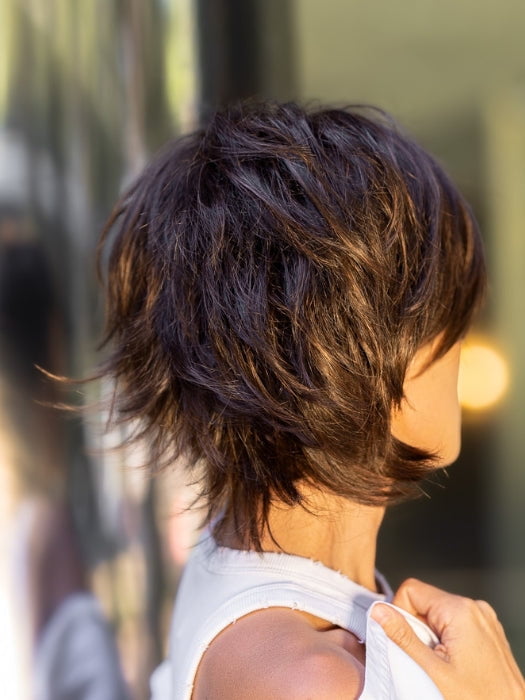 Roxie wearing SKY by NORIKO in GINGER BROWN | Medium Auburn Evenly Blended with Medium Brown