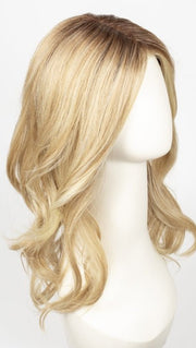 SAHARA-BEIGE-ROOTED 26.20.25 | Light Golden Blonde, Light Strawberry Blonde, and Lightest Golden Blonde blend with Dark Shaded Roots