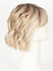 EL14/1001/R8 SUN & SAND LIGHTED | Face-framing highlights transition into a warm blonde artfully blended with platinum silver blonde, shaded with dark roots 