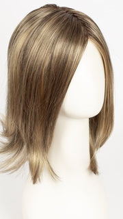 24BT18S8 SHADED MOCHA | Medium Natural Ash Blonde & Light Natural Gold Blonde Blend, Shaded with Medium Brown