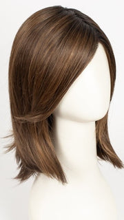 CHOCOLATE ROOTED 830.27.6 | Medium and Dark Brown with Light Auburn and Dark Strawberry Blonde Blend with Shaded Roots