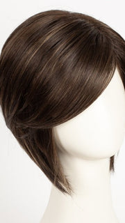 COFFEE-LATTE-R | Rooted Dark Brown with Dark Brown & Honey Brown evenly blended highlights