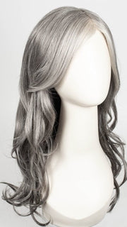 SILVER-STONE | Silver Medium Brown blend that transitions to more Silver then Medium Brown then to Silver Bangs