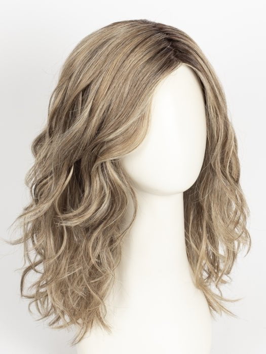 GF12-22SS SHADED CAPPUCCINO | Light Golden Brown Evenly Blended with Cool Platinum Blonde Highlights with Dark Roots