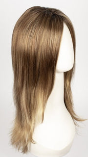 LIGHT BERNSTEIN ROOTED | Light Auburn, Light Honey Blonde, and Light Reddish Brown blend and Dark Roots