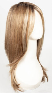 EL12/22/8 | Light Golden Brown Evenly Blended with Platinum Blonde Highlights with Medium Brown Roots