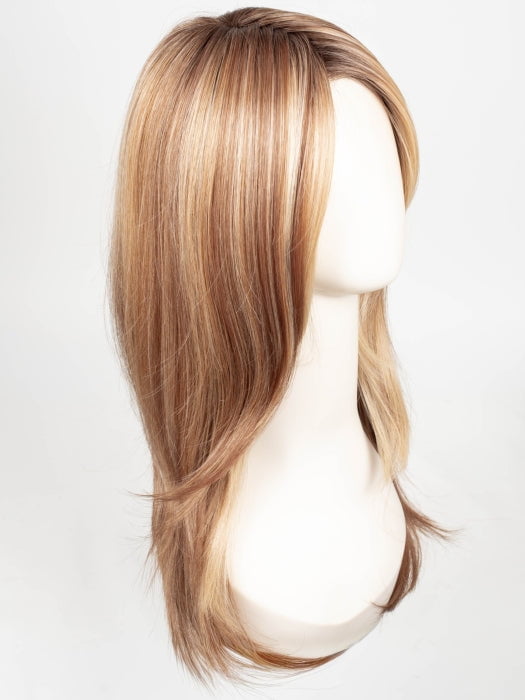 EL14/26/10 | Warm red brunette blended with cool gold blonde, highlighted with gold blonde rooted medium brown