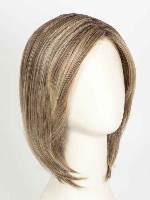 MACADAMIA LATTE R | A combination of Medium and Light Brown, highlighted with Light Gold Blonde, and a mixture of Ash Blonde and Light Gold Blonde, Rooted with Medium and Light Brown