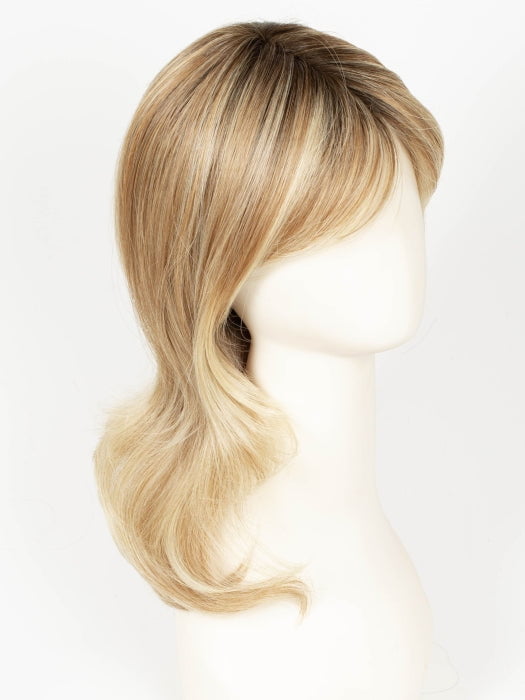 SANDY-BLONDE-ROOTED | Medium Honey Blonde, Light Ash Blonde, and Lightest Reddish Brown blend with Dark Roots