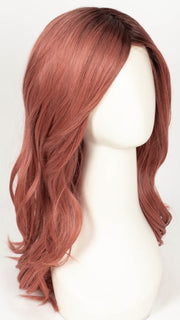 DUSTY-ROSE | Medium Coral Red Base with Dark Brown Roots