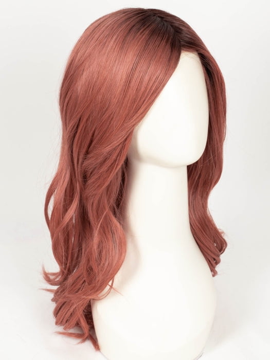 DUSTY-ROSE | Medium Coral Red Base with Dark Brown Roots