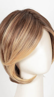 EL17/23/R8 | Pale Auburn Beige Blonde Blend, Rooted Medium Brown, Highlighted Light Blonde with face framing highlights