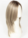 SPARKLING CHAMPAGNE R | Medium Ash Brown roots transition into Shimmering Champagne Blonde characterized by Pale Golden Hues with subtle Ivory and Platinum undertones reminiscent of a sparkling glass of bubbly